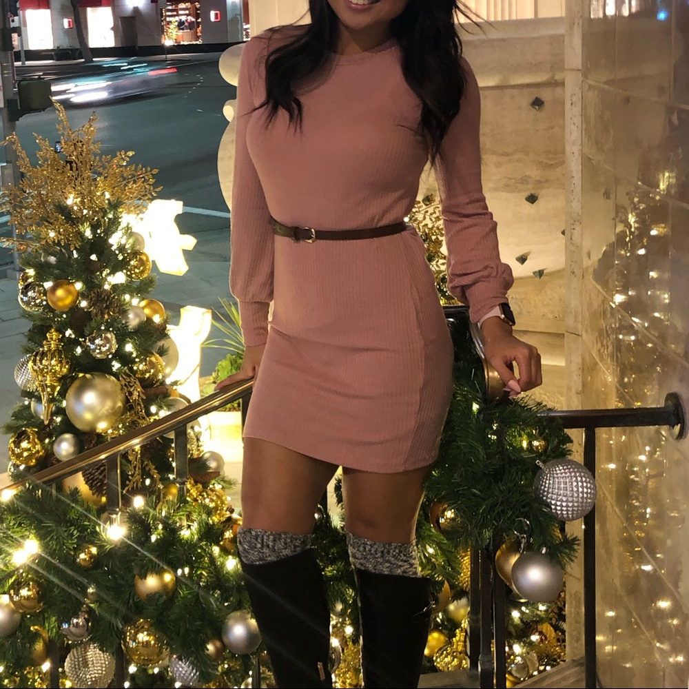 Pink sweater dress